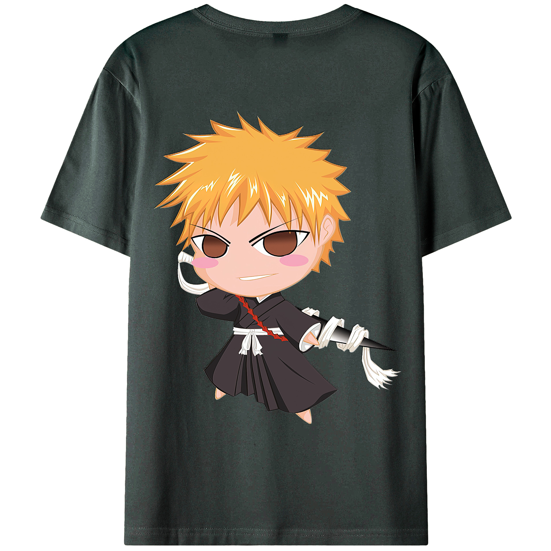 （画像用） ブリーチ 黒崎一護（くろさき いちご）BLEACH Kurosaki Ichigo 綿100％ メンズ半袖Tシャツ（バックプリント） 通気性